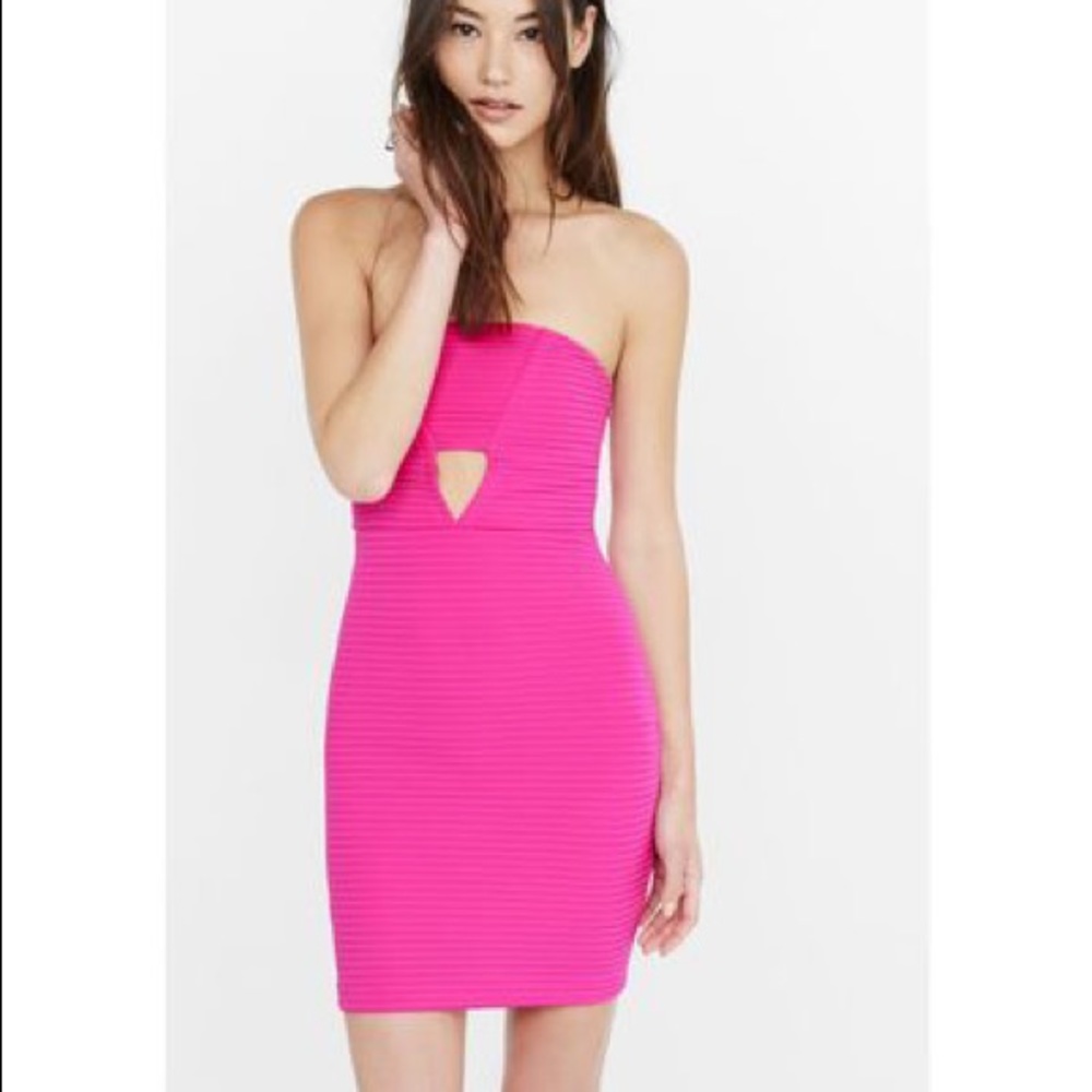 CLOSET BLOWOUT: Pink Strapless Cut-Out Tube Dress
